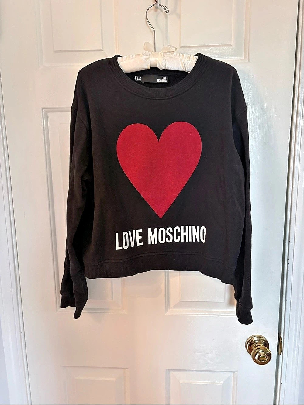 Love Moschino Heart Logo Sweatshirt Black & Red - Size Small